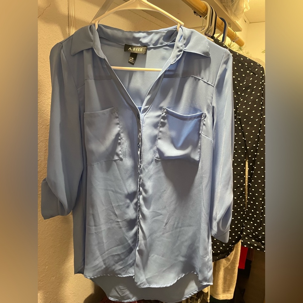 Light Blue A. Byer blouse. Size Small